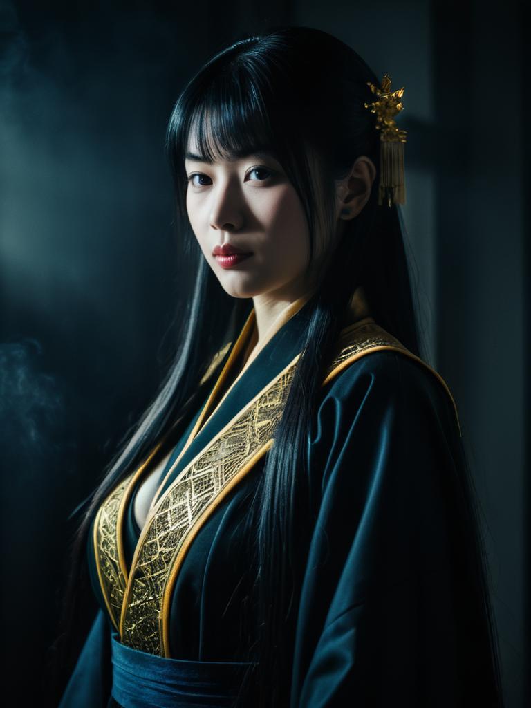 Realistic Utahime Iori Cosplay Woman in Elegant Traditional Costume