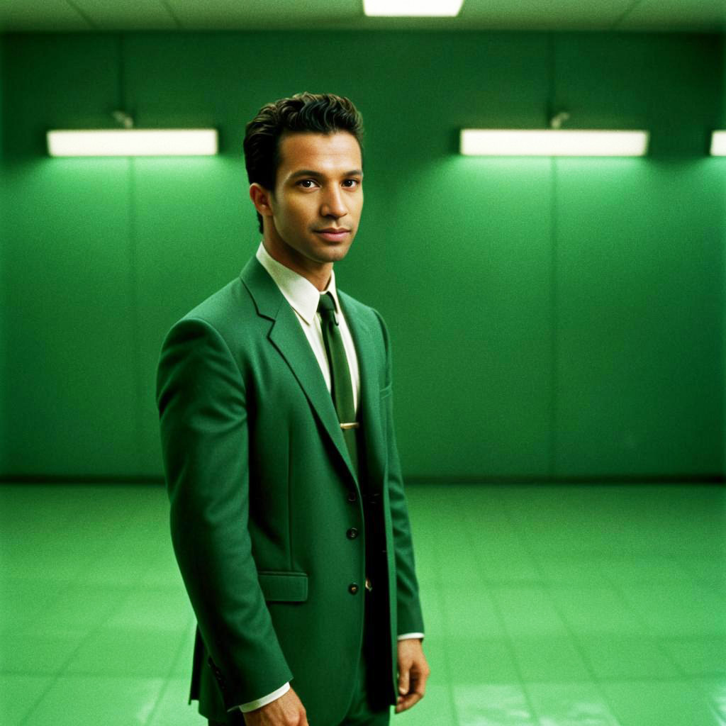 Elegant Man in Green Suit