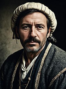 Photorealistic Historical Portrait of Man in Peasant Clothing with Woolen Cap