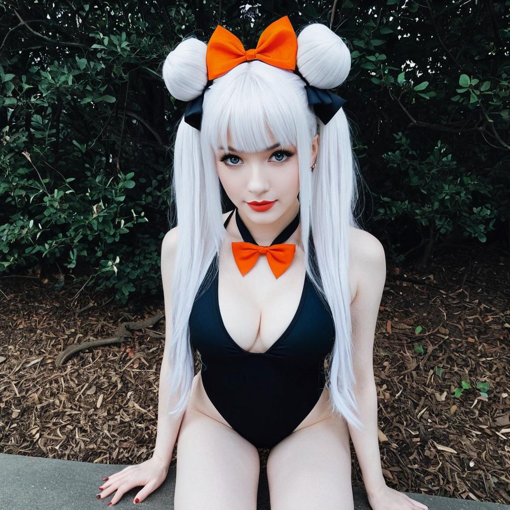 Abigail Williams Cosplay in Black Swimsuit with Orange Bows - Fate/Grand Order