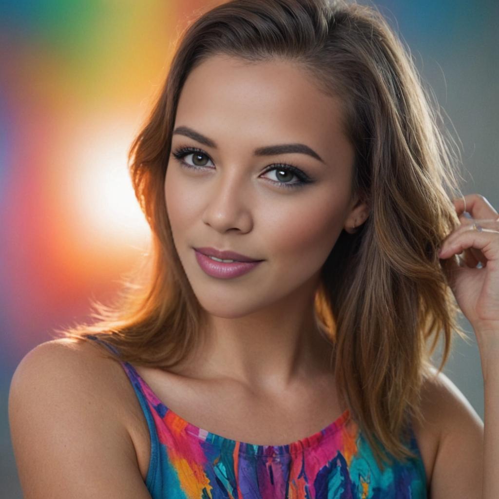 Confident Young Woman with Colorful Background