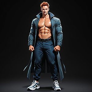 Muscular Man in Trench Coat