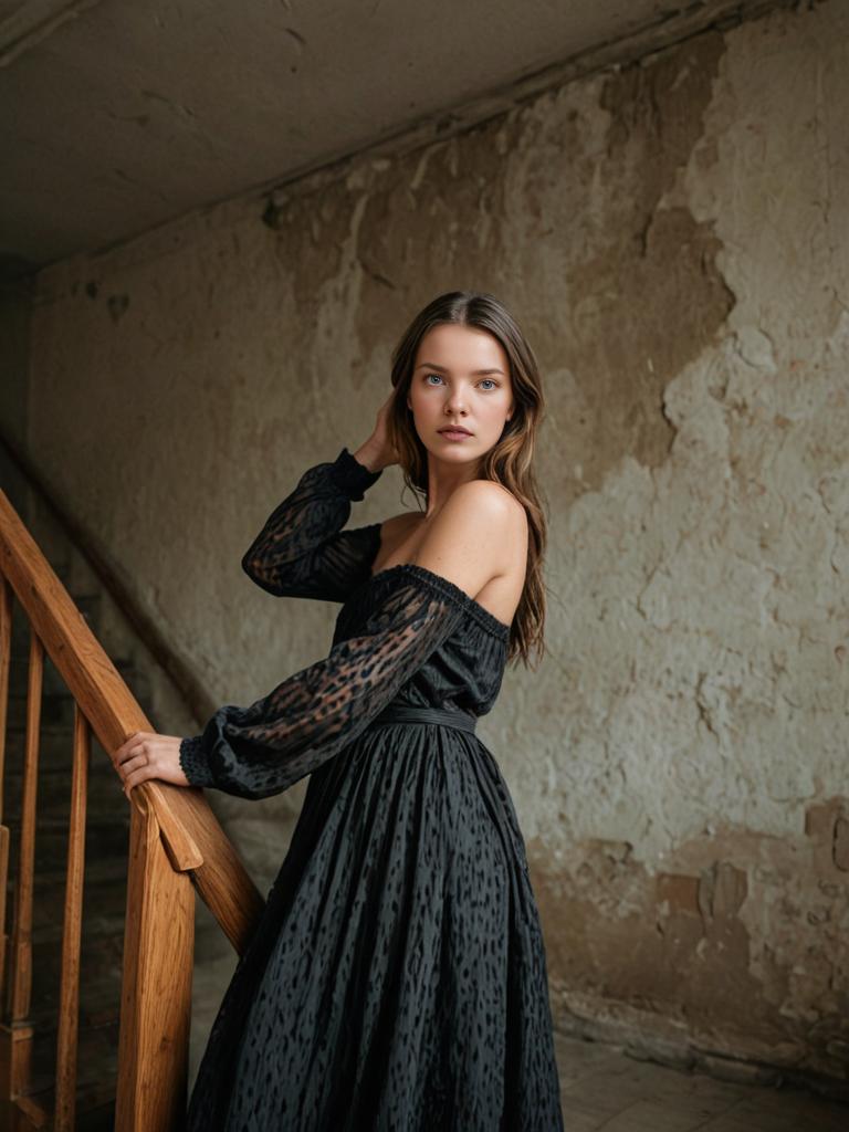 Bohemian Chic Woman in Lace Dress