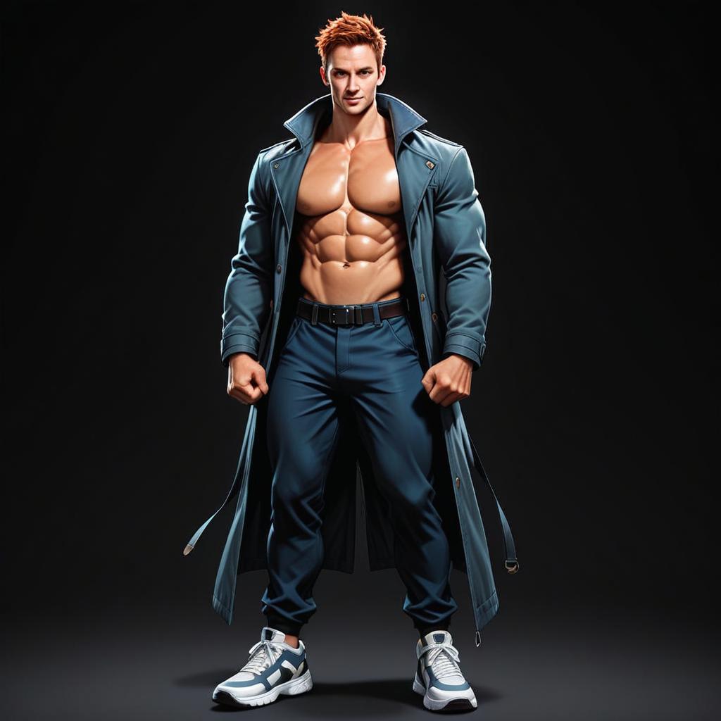 Muscular Man in Trench Coat