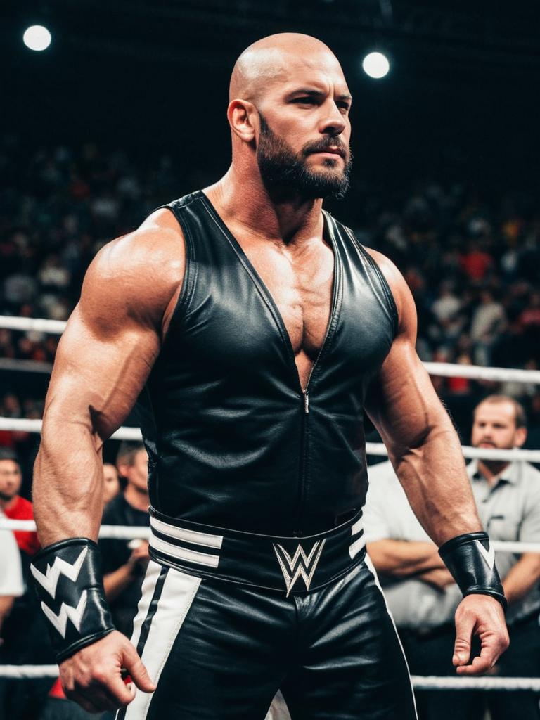 Muscular Man in WWE Fighter Costume at Cosplay Festival