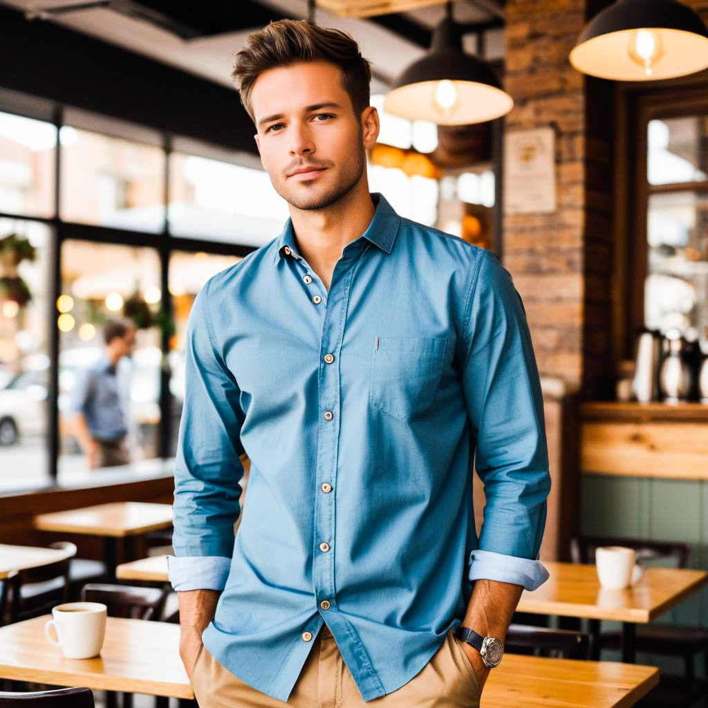 Stylish young man in modern café