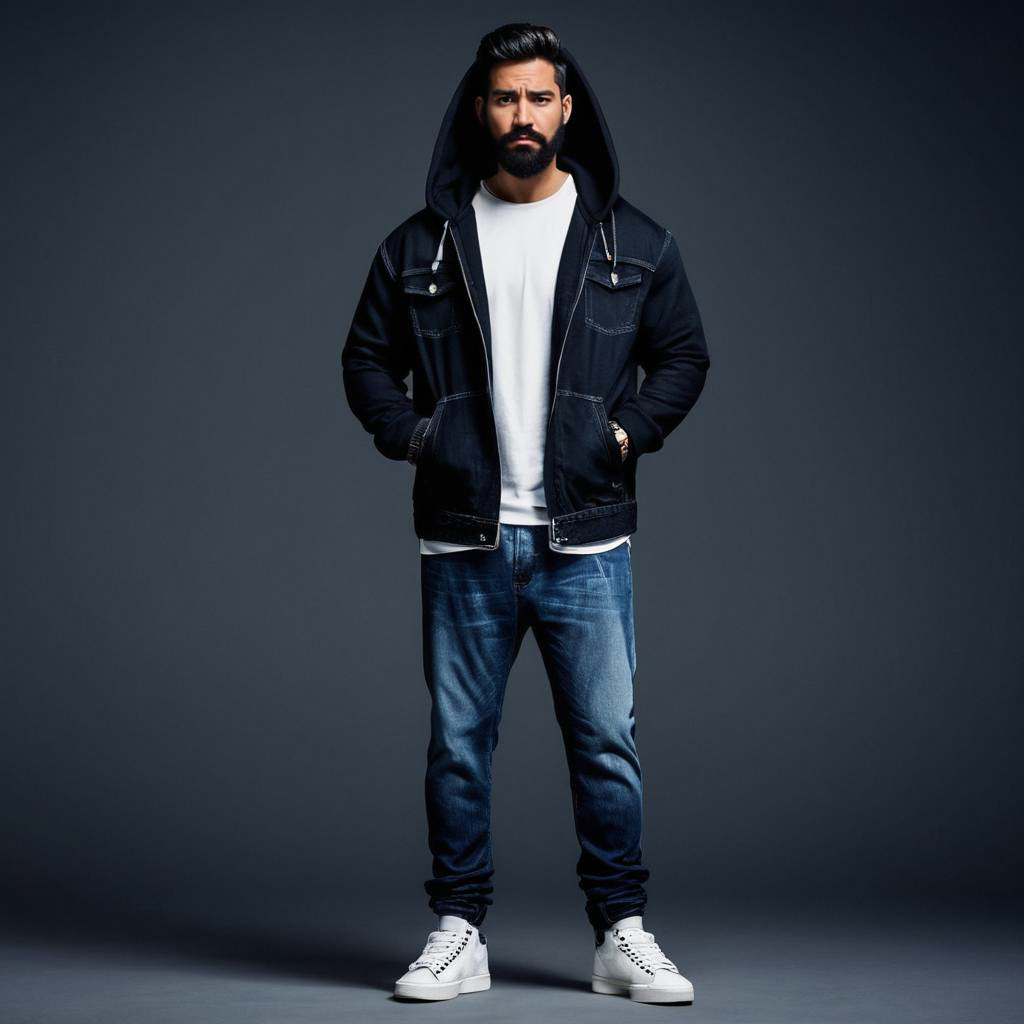 Confident Man in Black Hooded Jacket