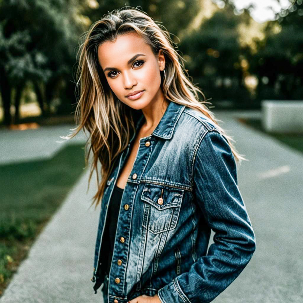 Stylish Woman in Denim Jacket