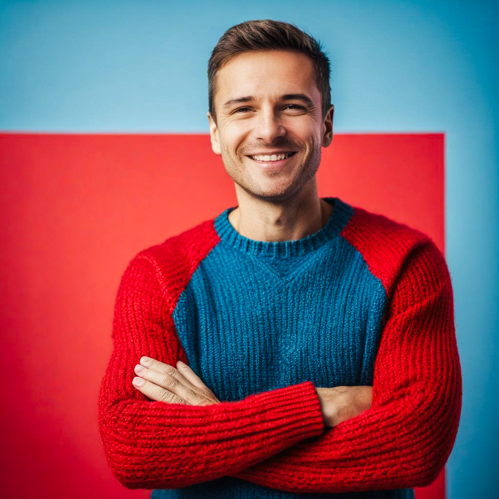 Cheerful man in a colorful sweater Cheerful man in a colorful sweater