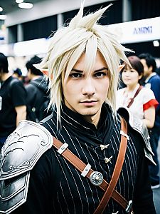 Man in Final Fantasy Costume Candid Cosplay Portrait at Anime Convention