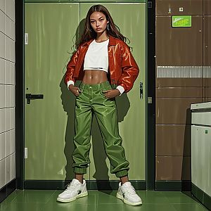 Confident Young Woman in Stylish Urban Outfit