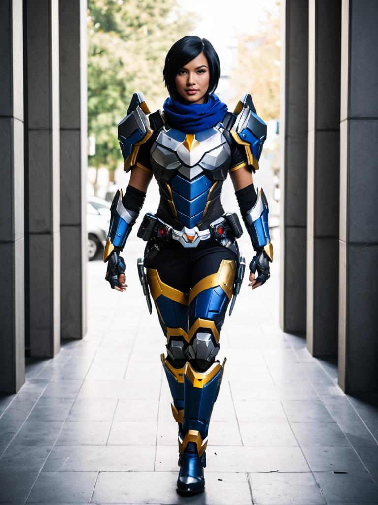 Pharah Overwatch Costume Cosplay Full Body Woman Armor Black Hair