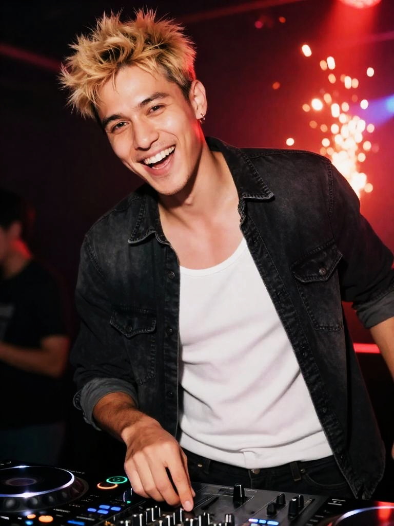 Gen Z DJ Spinning Tracks at Nightclub Party