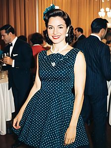 Woman in Retro 1950s Party Dress at Themed Event
