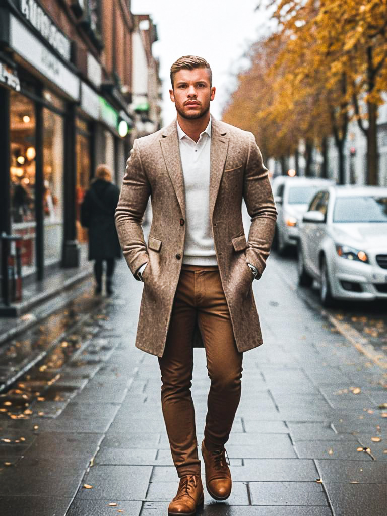 Stylish man in autumn street