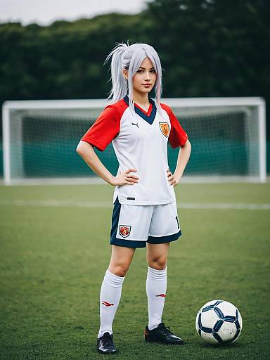 Hakuryuu Inazuma Eleven Woman Soccer Player in Realistic Sport Uniform