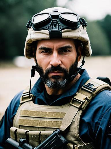 Photorealistic Man in SEAL Team Six Raid Tactical Cosplay Costume