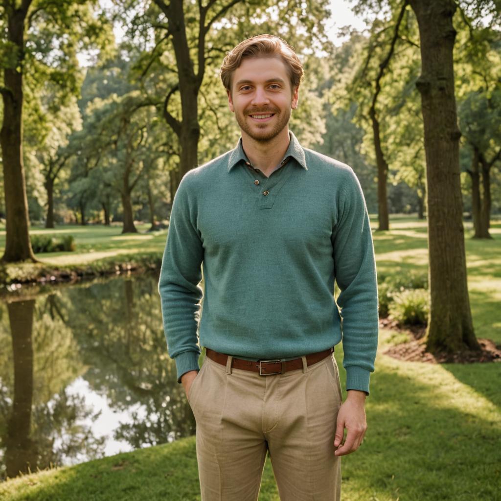 Confident Man in Smart Casual Outfit in Park