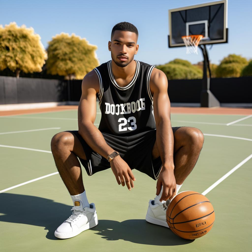 Young Man Basketball Skills on Outdoor Court