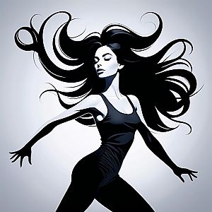 Stylized Illustration of Confident Woman in Motion