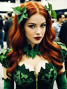 Vintage Poison Ivy Cosplay Woman Portrait at Convention