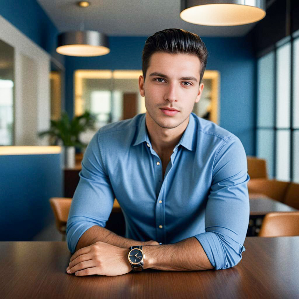 Confident Young Man in Stylish Interior