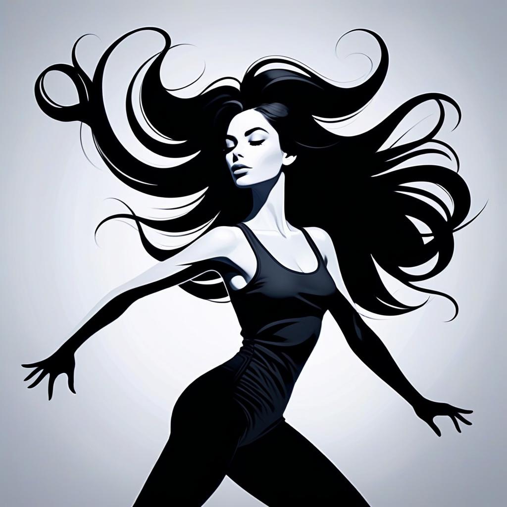 Stylized Illustration of Confident Woman in Motion Stylized Illustration of Confident Woman in Motion