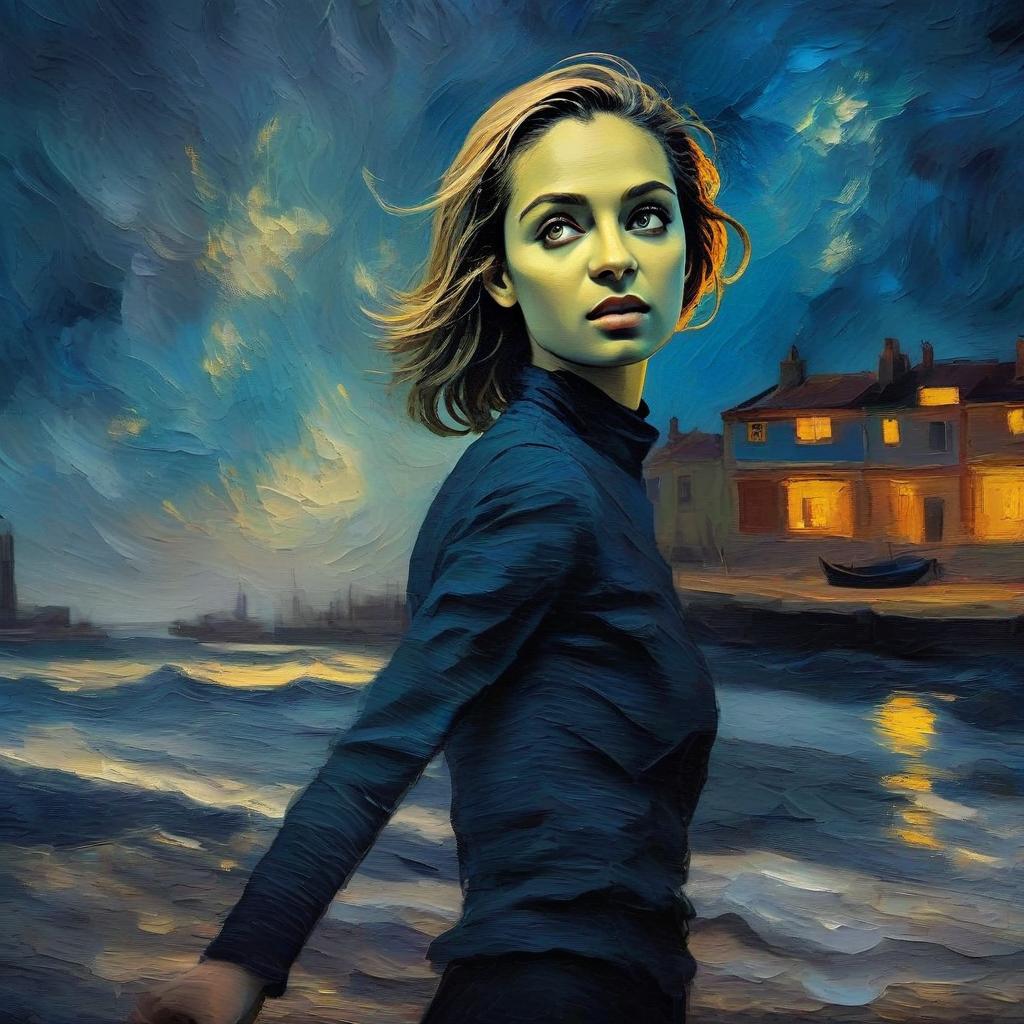 Contemplative Woman by Water at Dusk Contemplative Woman by Water at Dusk