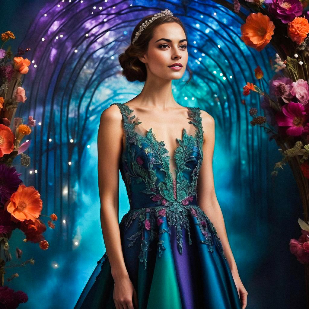 Woman in Elegant Gown in Enchanted Tunnel Woman in Elegant Gown in Enchanted Tunnel