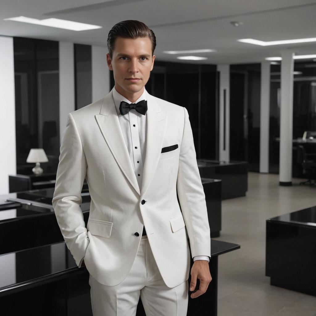 Stylish Man in White Tuxedo