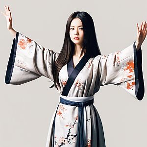 Young Woman in Floral Kimono