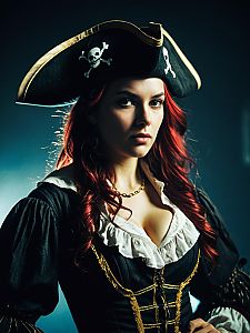Woman in Pirate Costume Waist Up Editorial Cosplay Portrait