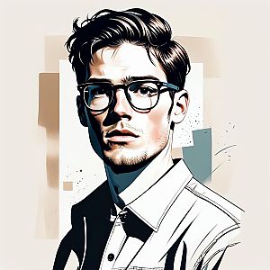 Contemplative Young Man in Modern Eyeglasses