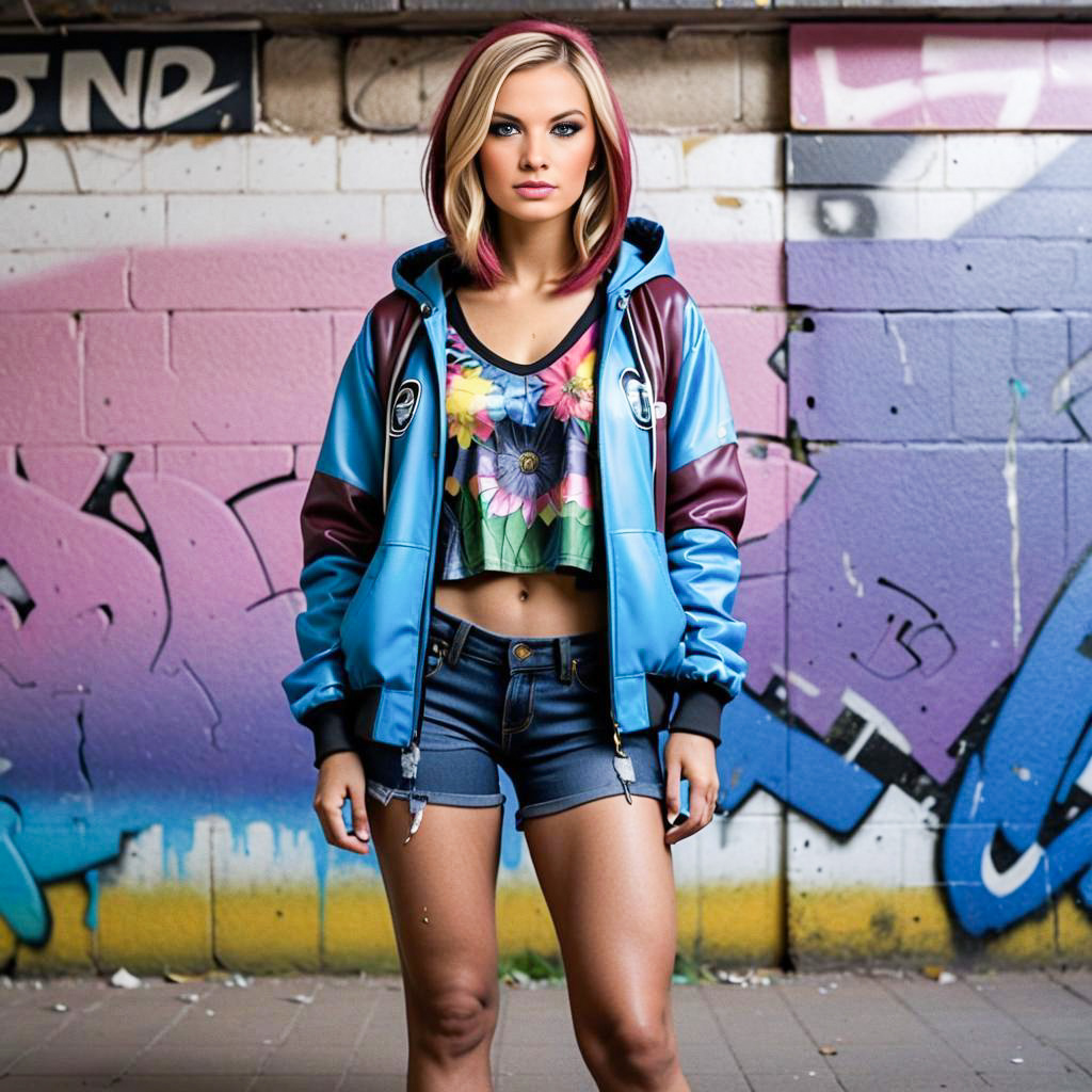 Stylish Woman in Graffiti Background