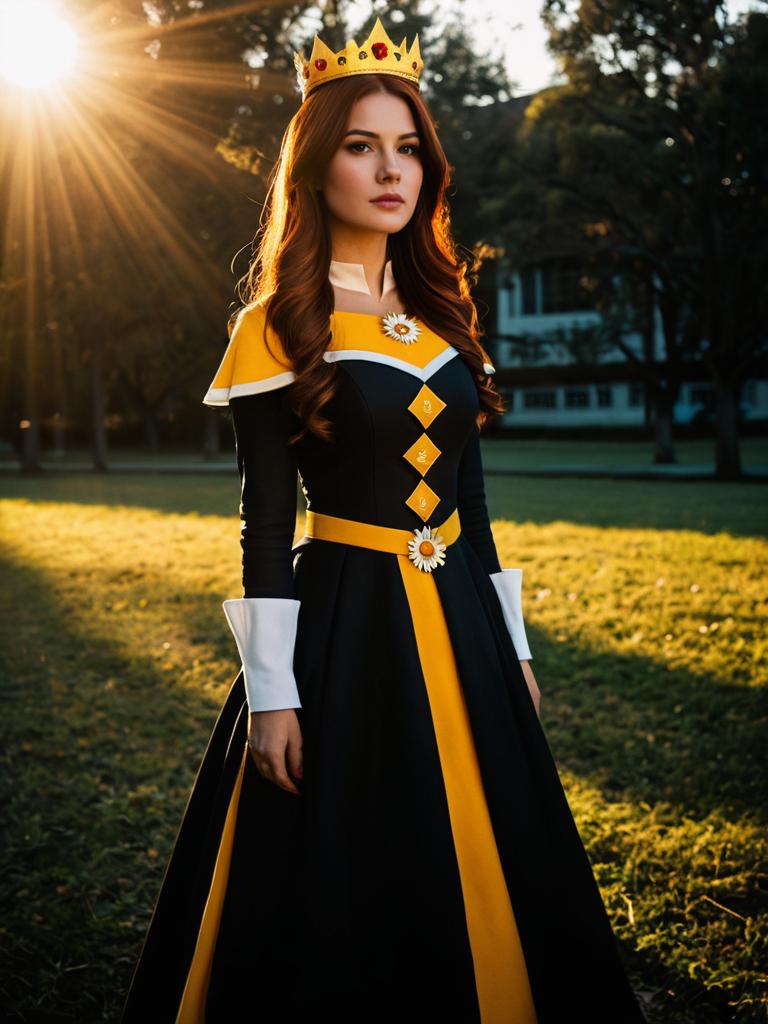 Realistic Flare Corona Costume Woman Cosplay with Golden Crown