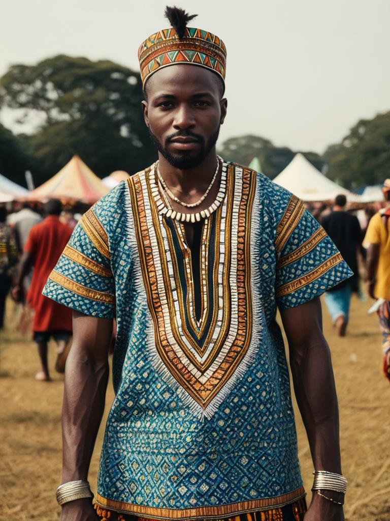 Man in African Traditional Outfit at Festival Fashion