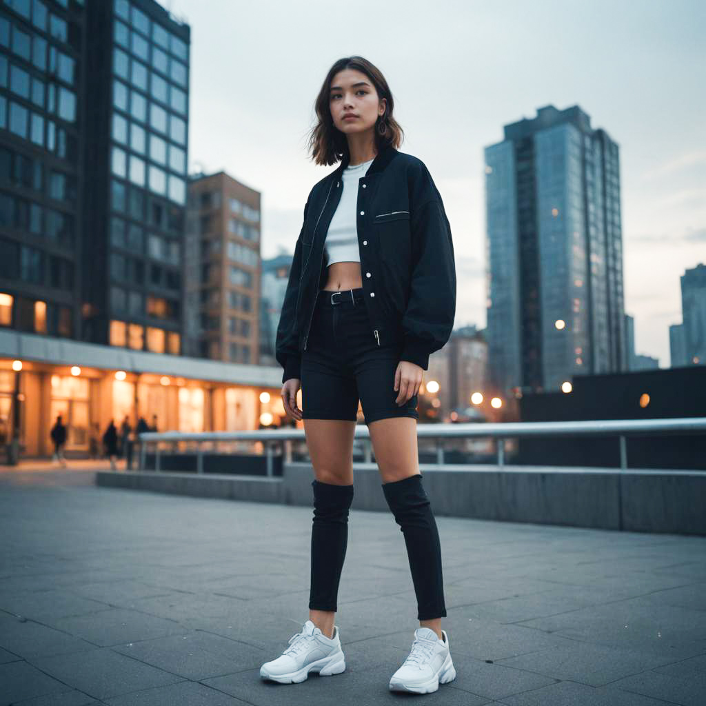 Stylish Woman in Urban Twilight