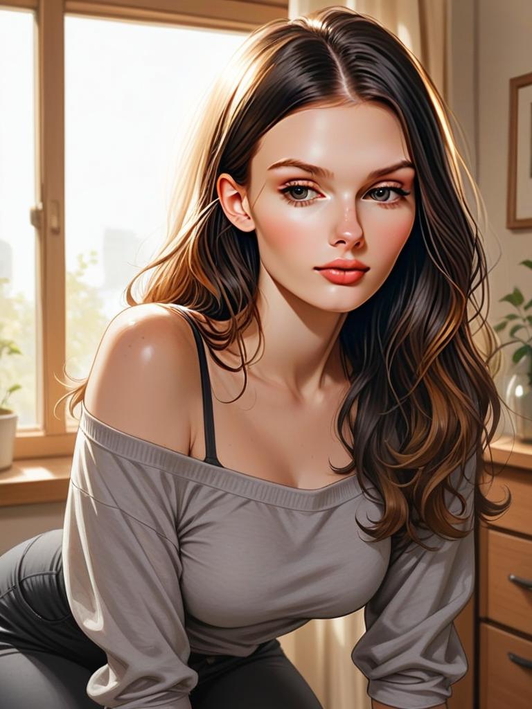 Portrait of a Young Woman with Brown Hair Portrait of a Young Woman with Brown Hair
