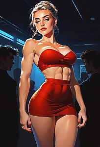 Confident Woman in Red Outfit