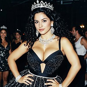 Elegant Black Dance Costume with Rhinestones