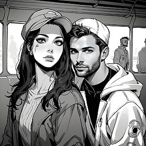 Stylish Couple on Modern Transport
