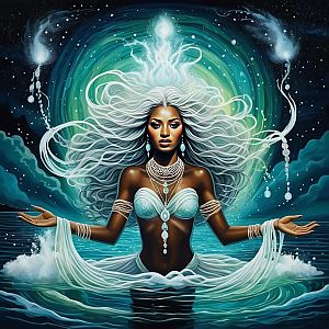 Radiant Woman Emerging from Water
