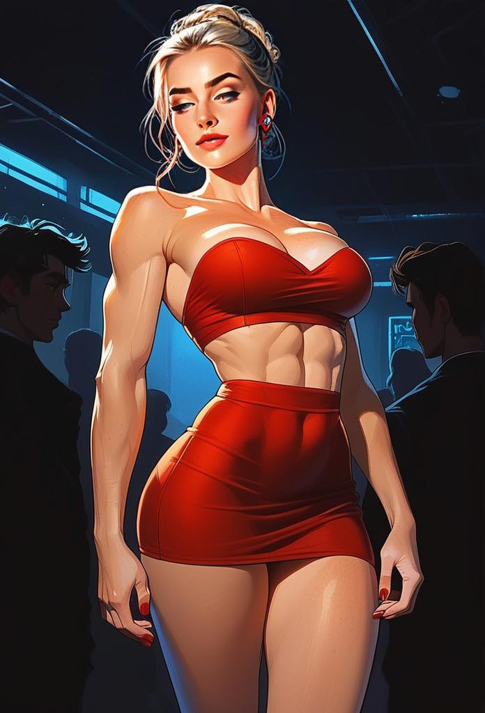Confident Woman in Red Outfit
