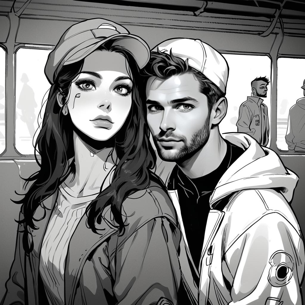 Stylish Couple on Modern Transport