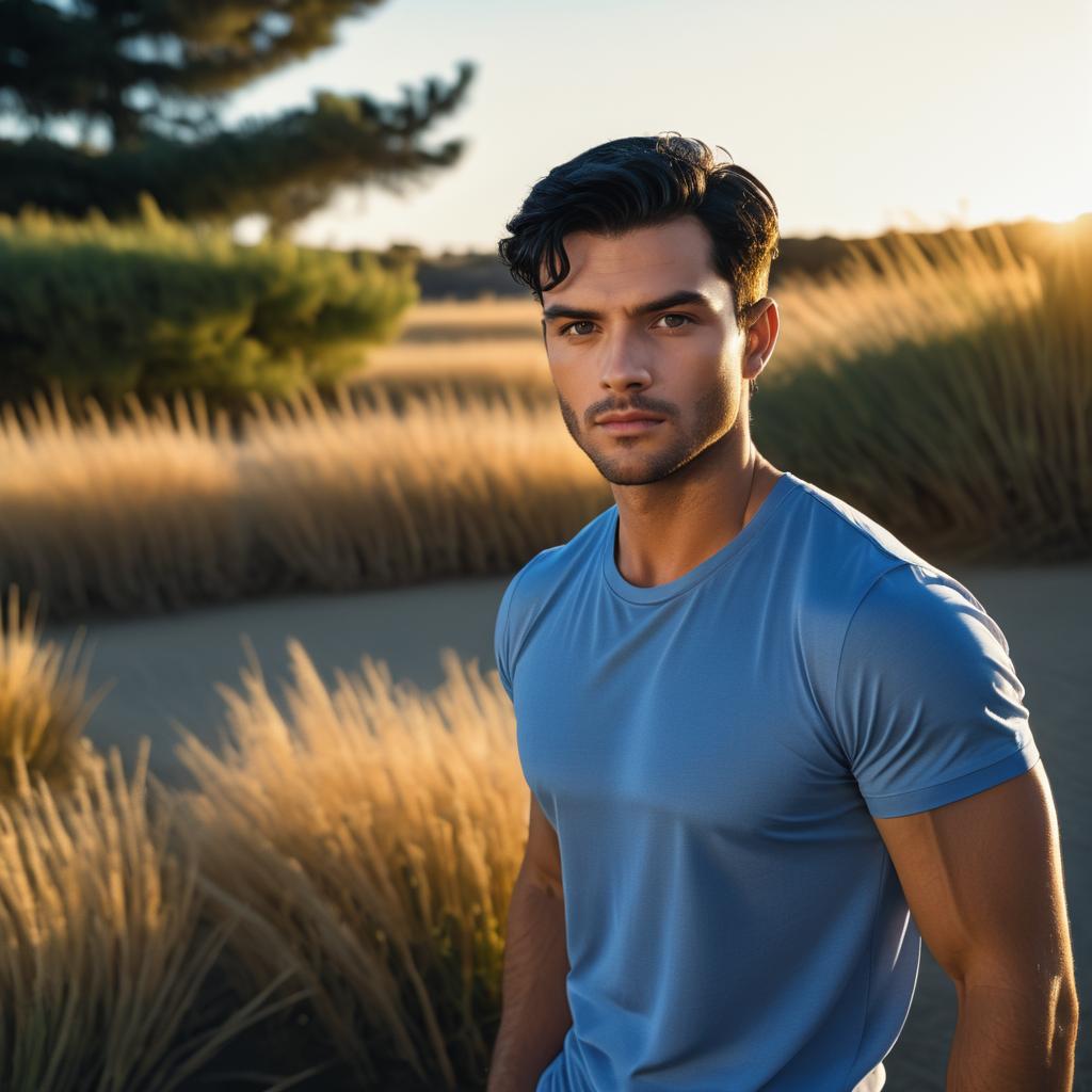 Confident Young Man in Golden Grasses