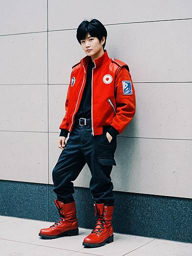 Kaneda Shoutarou Cosplay in Red Jacket and Boots Inspired by Akira