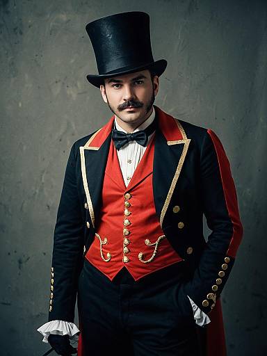 Man in Ringmaster Costume Cosplay Festival Portrait Photorealistic