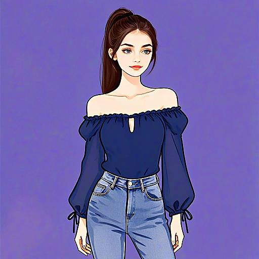 Woman with Pretty Face and Hair in Contemporary Casual Outfit