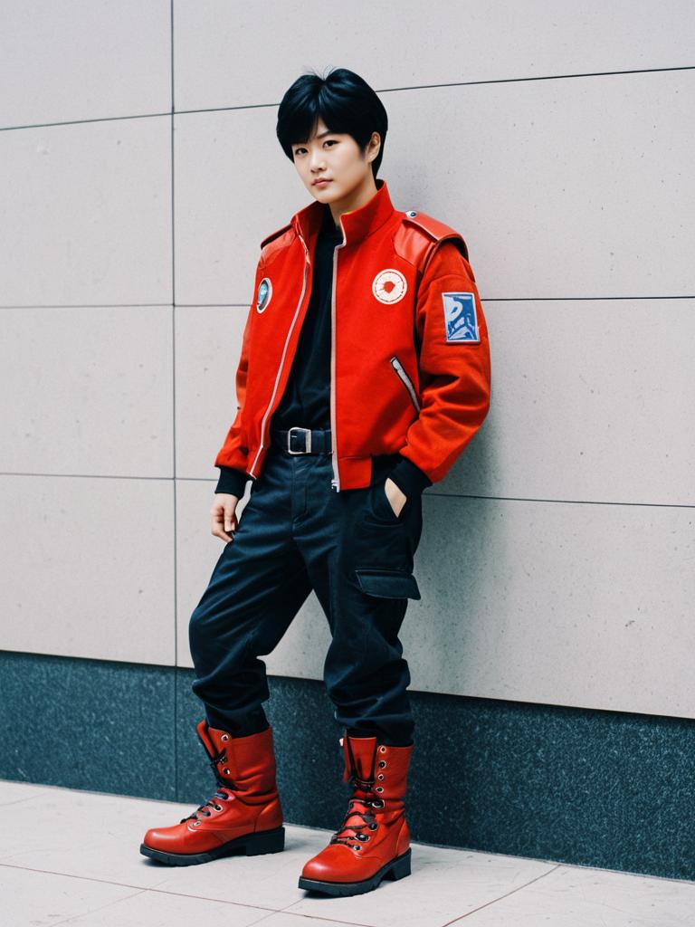 Kaneda Shoutarou Cosplay in Red Jacket and Boots Inspired by Akira