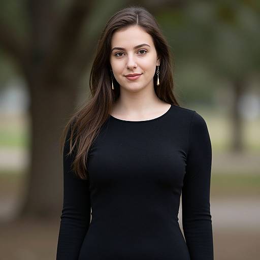 Young Woman in Black Long Sleeve Top Outdoors Portrait